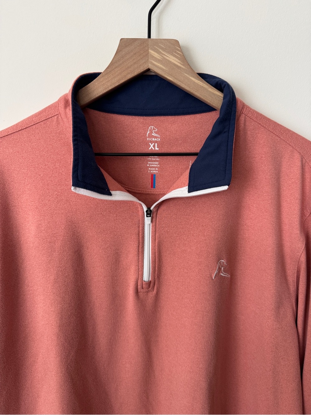 Rhoback 1/4 Zip Pullover Men’s Sweater Salmon Color Size XL - Picture 2 of 4